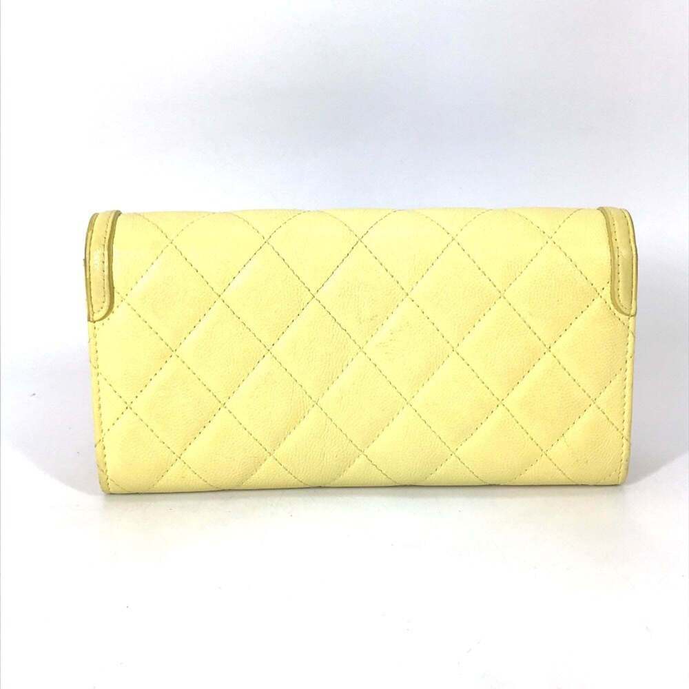 CHANEL Yellow Caviar Leather Logo Wallet - Picture 2 of 16